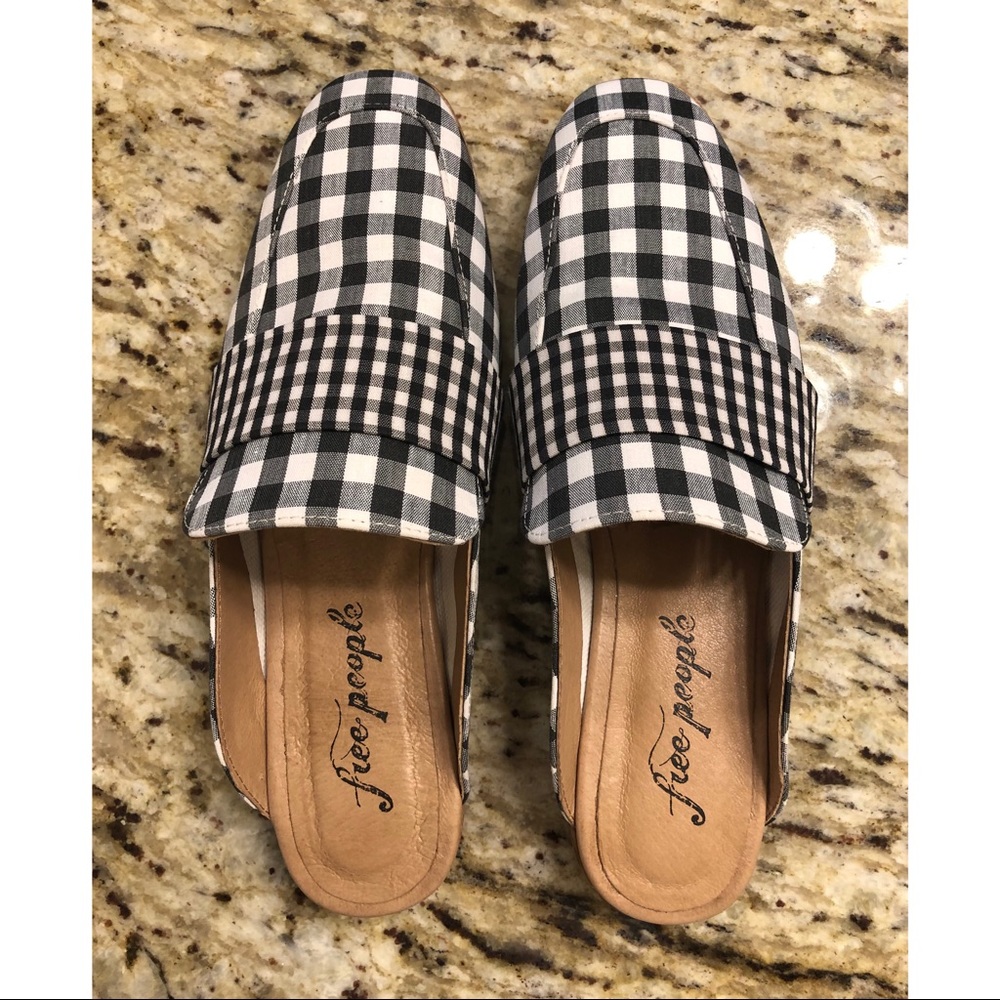 NWOT Free People Gingham At Ease Loafers sz 38